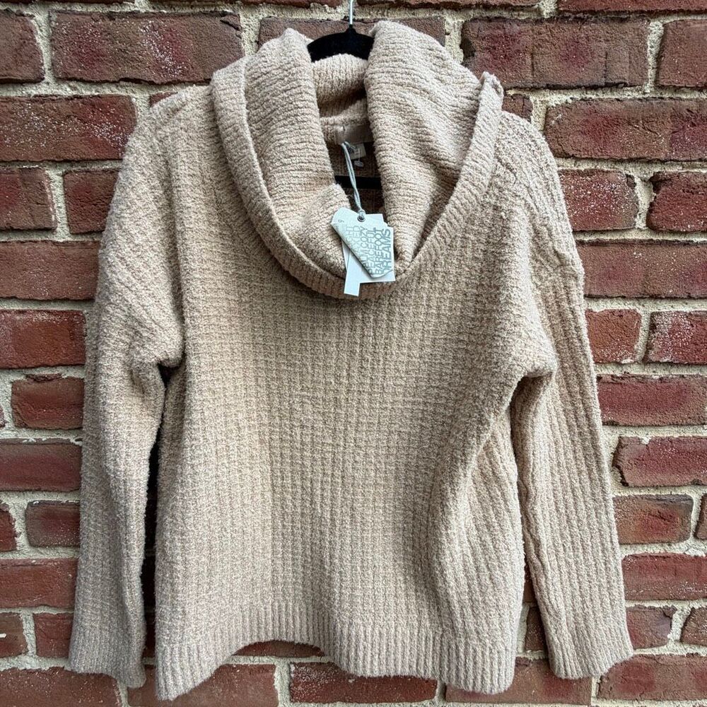 Barefoot Dreams Women's EcoChic Cowl Neck Pullover Sweater Soft Camel NWT